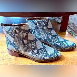 LUCKY Brand boots. snake print leather, size 8, never worn